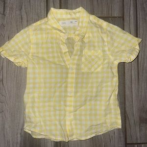 Zara toddler boy yellow plaid button up shirt